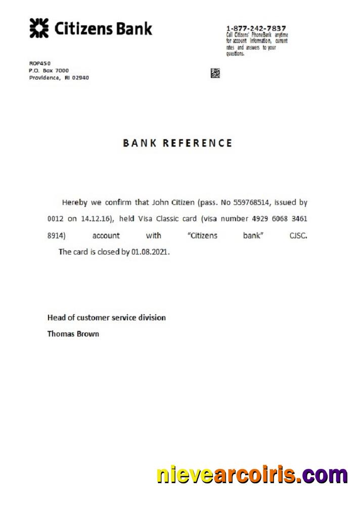 USA Citizens Bank closure reference